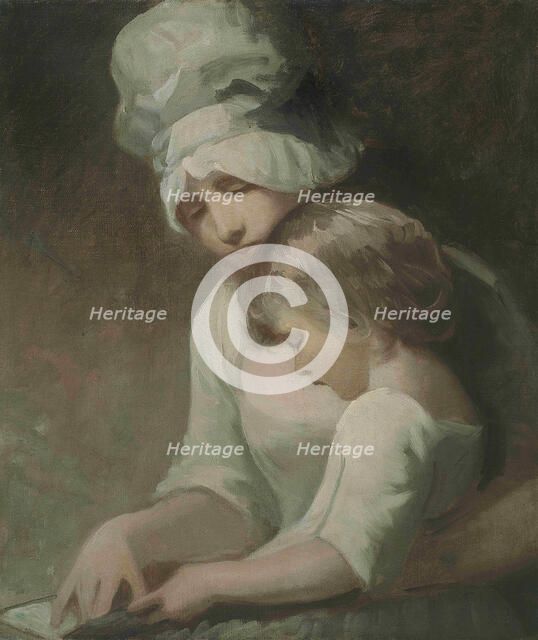 A Mother and Child Reading (Mrs Cumberland and her son). Artist: Romney, George (1734-1802)
