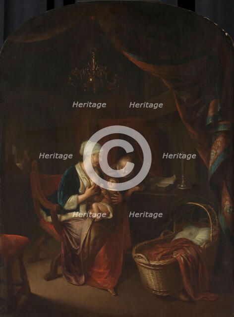 A Mother giving her Child the Breast, 1660-1676. Creator: Domenicus van Tol.