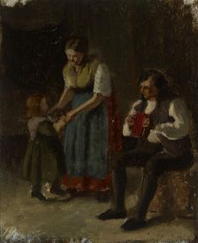 A mother dancing with her little girl, sketch, 1869. Creator: Karl Emanuel Jansson