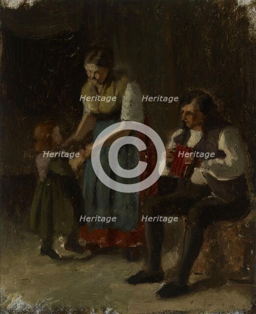 A mother dancing with her little girl, sketch, 1869. Creator: Karl Emanuel Jansson.