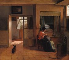 A Mother Delousing her Child’s Hair, Known as A Mother’s Duty c.1660-c.1661. Creator: Pieter de Hooch