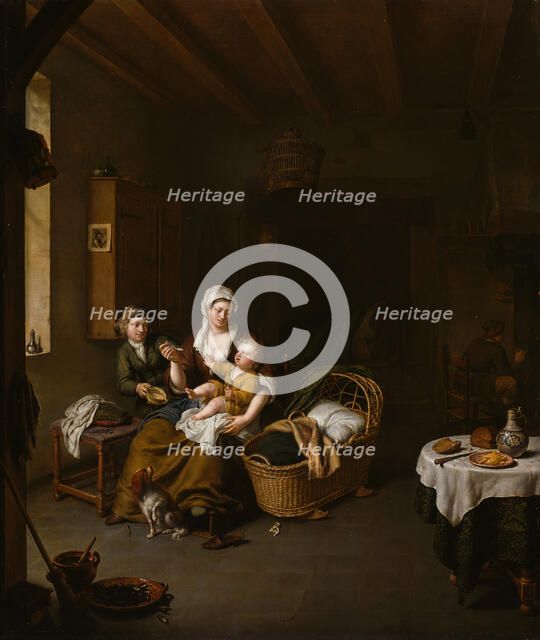 A Mother Feeding her Child (The Happy Mother), 1707. Creator: Willem van Mieris.
