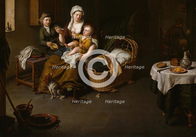 A Mother Feeding her Child (The Happy Mother), 1707. Creator: Willem van Mieris.