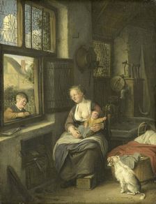 A Mother with her Children, 1690. Creator: Cornelis Dusart