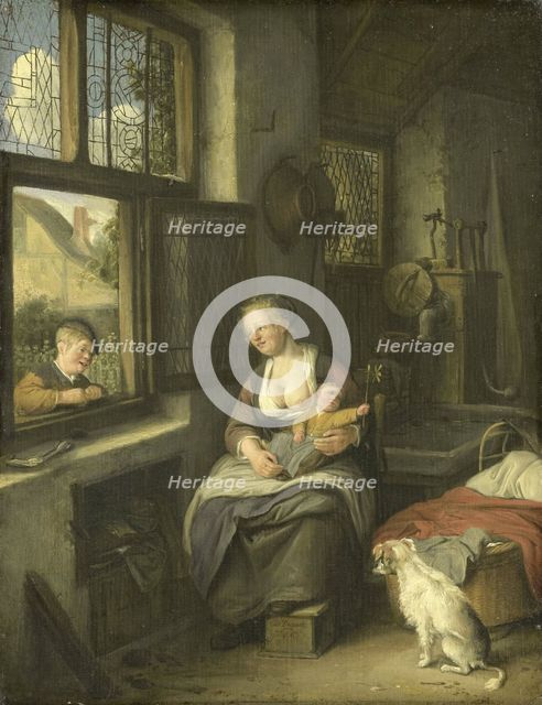 A Mother with her Children, 1690. Creator: Cornelis Dusart.