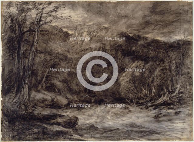 A Mountain Torrent, c. 1850. Creator: David Cox the elder.