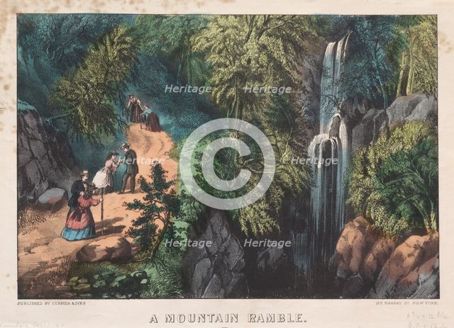 A Mountain Ramble, c. 1872-74. Creator: James Merritt Ives (American, 1824-1895), and ; Nathaniel Currier (American, 1813-1888).