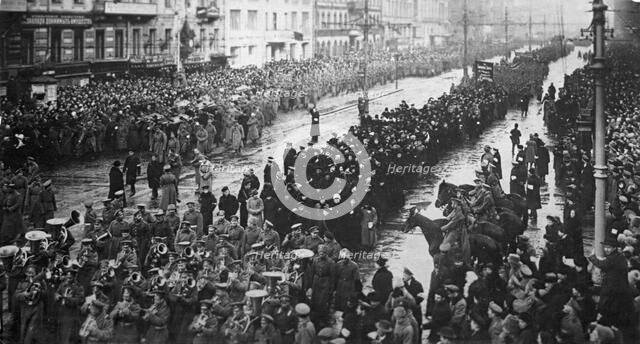 A mourning ceremony for victims of the February Revolution, Russia, 5 April, 1917. Artist: Anon