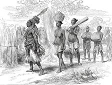 A Mrua Medicine Man and his Train, from a sketch by Lieutenant Cameron in Central Africa, 1876. Creator: Unknown