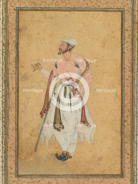 A Mughal courtier, c. 1575; border added probably 1700s. Creator: Unknown.