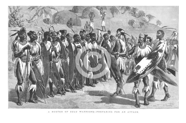 'A Muster of Zulu Warriors - Preparing for an Attack.', 1879. Artist: Unknown.