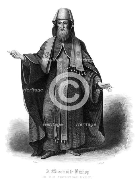 'A Muscobite Bishop, in His Pontifical Habit'.Artist: JB Bird