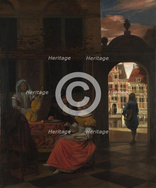 A Musical Party in a Courtyard, 1677. Artist: Hooch, Pieter, de (1629-1684)