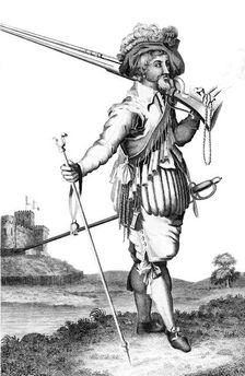 A musketeer on the introduction of fire arms, 1798