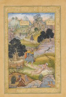 A Muslim Pilgrim Learns a Lesson in Piety from a Brahman, Folio from a Khamsa..., 1597-98. Creators: Muhammad Husain Kashmiri, Basawan