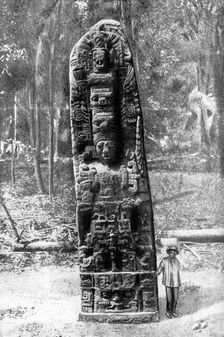 A mystery monolith in the primeval forest of Quirigua, Guatemala, 1922.Artist: Alfred P Maudsley