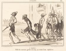 À Naples - Défilé des nouveaux gardes-du-corps, au retour d'une expedition, 1855. Creator: Honore Daumier