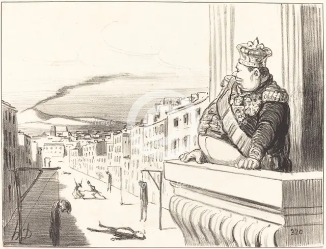 À Naples - Le meilleur des rois continuant à faire régner l'ordre dans ses états, 1851. Creator: Honore Daumier.