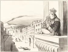 À Naples - Le meilleur des rois continuant à faire régner l'ordre dans ses états, 1851. Creator: Honore Daumier