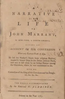 A narrative of the life of John Marrant, of New-York, in North-America: giving an account..., 1787. Creator: Unknown