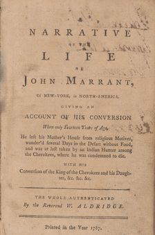 A narrative of the life of John Marrant, of New-York, in North-America: giving an account..., 1787. Creator: Unknown