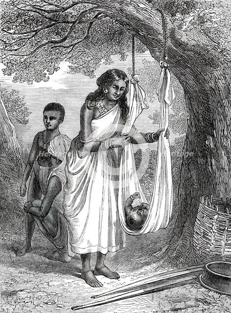 A natural cradle, Tuticorin, Southern India, from a sketch by one of our special artists,  1876. Creator: Unknown.
