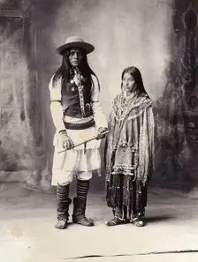 A native American man and woman, (1898?). Creator: Frank A. Rinehart
