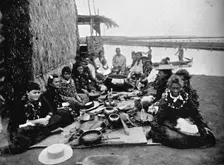 A native feast in Hawaii, showing the characteristic vessels, 1902. Artist: William H Rau