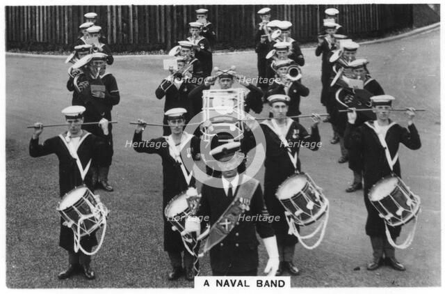 A naval band of HMS 'Vernon' shore establishment at Portsmouth, 1937. Artist: Unknown