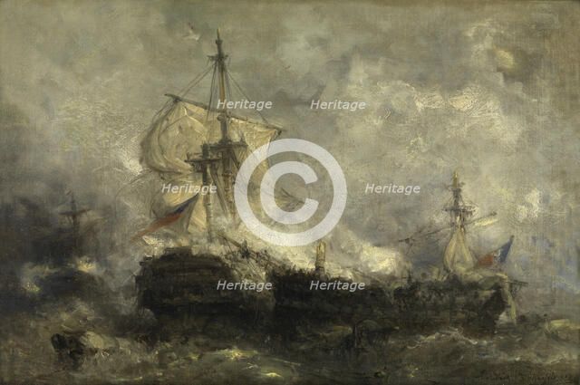 A Naval Battle, 1880. Creator: Hendrik Frans Schaefels.