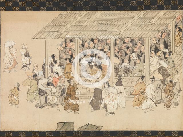 A Nenbutsu Gathering at Ichiya, Kyoto, from the Illustrated Biography of the Monk..., late 14th cent Creator: Unknown.