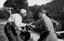 A neighbour meets Adolf Hitler, Obersalzberg, Germany, 1936