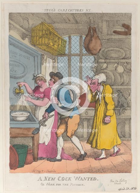 A New Cock Wanted, or Work for the Plumber, April 20, 1810., April 20, 1810. Creator: Thomas Rowlandson.