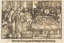 A New Cookbook by Marx Rumpolt. The first illustrated German cookbook, 1604. Creator: Amman, Jost (1539-1591)