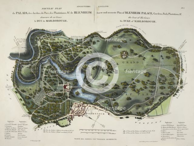A new and accurate plan of Blenheim Palace, 1835.  Creator: Unknown.