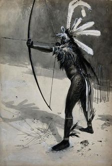 A New Guinea sportsman testing his armour, 1905. Creator: Albert Henry Fullwood