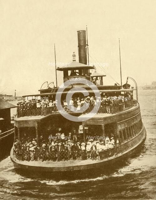 'A New Jersey Ferry-Boat Bringing Morning Business Crowds Into New York City From Their Homes Thirty Creator: Underwood.