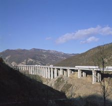 A new motorway being built, cutting through the Apennines