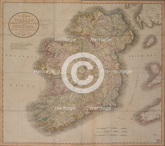 'A New Map of Ireland', 1799. Creator: John Cary.