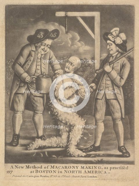 A New Method of Maracrony Making as Practised at Boston in North America, ca. 1774. Creator: Carington Bowles.