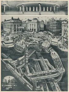 A New Piccadilly Circus Below The Old As The Gateway to the Tubes c1935. Artist: D Macpherson