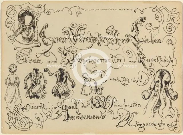 A New Year's Greeting, 1839. Creator: Adolph Menzel.