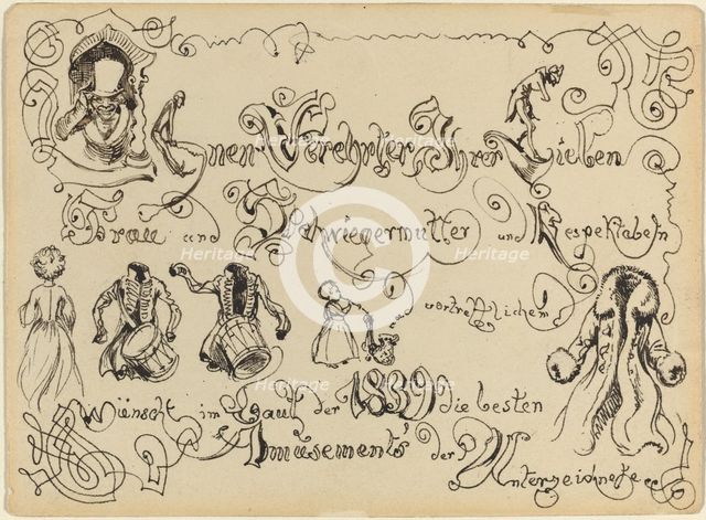 A New Year's Greeting, 1839. Creator: Adolph Menzel.
