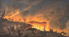 A night view of a current of lava that ran from Mount Vesuvius towards Resina, 1776