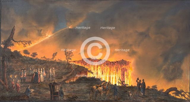 A night view of a current of lava that ran from Mount Vesuvius towards Resina, 1776. 