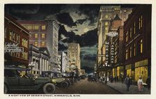 A night view of Seventh Street, Minneapolis, Minnesota, USA, 1915