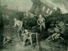 A Night Attack: Defending a Train Derailed by the Boers 1902. Creator: Frank Dadd