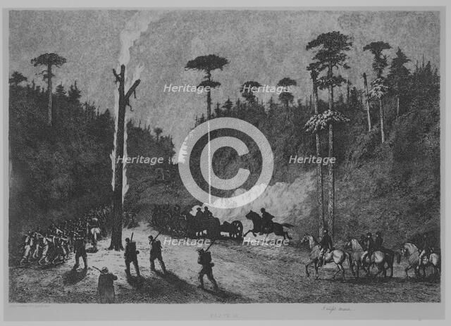 A Night March, Plate 16 from "Life Studies of the Great Army", 1876. Creator: Edwin Austin Forbes.