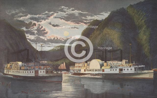 A Night on the Hudson - 'Through at Daylight' , pub. 1864, Currier & Ives (Colour Lithograph)