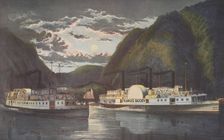 A Night on the Hudson - Through at Daylight , pub. 1864, Currier & Ives (Colour Lithograph)